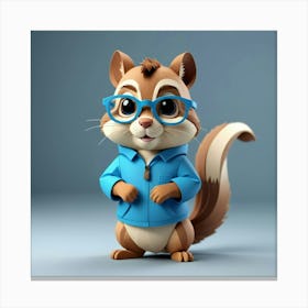 Cartoon Squirrel With Glasses Canvas Print