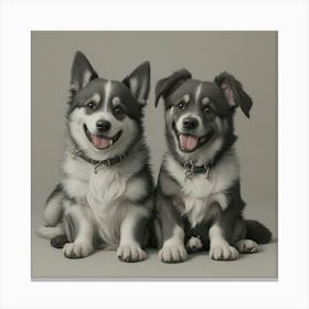 Two Husky Dogs Canvas Print