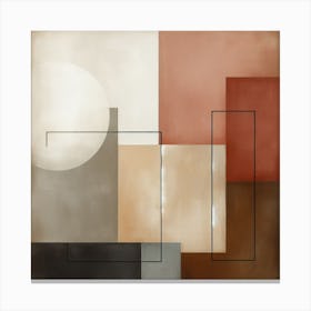 Earthy Geometry: A Minimalist Abstract Painting with Geometric Shapes Canvas Print