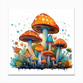 Mushrooms On A White Background 2 Canvas Print