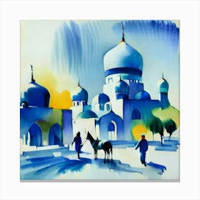 Watercolor Of A Mosque Canvas Print