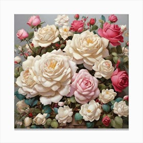 Roses In A Basket Canvas Print