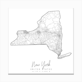 New York Minimal Street Map Square Canvas Print
