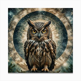 Owl In The Night Sky Canvas Print