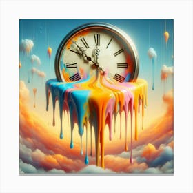 Melting Clock In The Sky Canvas Print