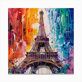 Fusion Of Abstract Expressionism And Color Splash Of Eiffel Tower Art Print Canvas Print