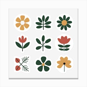 Flower Stickers Set 1 Canvas Print