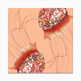 Disco Ball Jellyfish Peach Canvas Print