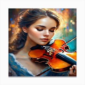 Girl Playing The Violin Canvas Print