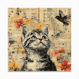 Cat And Bird Canvas Print