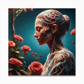 Woman With Roses Canvas Print