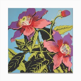 Passionflower 2 Pop Art Illustration Square Canvas Print