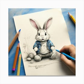 Easter Bunny Drawing Canvas Print