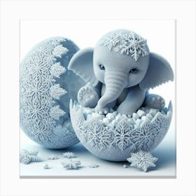Baby Elephant In The Snow Canvas Print