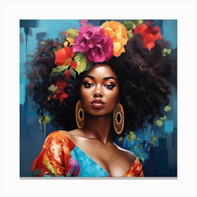 African Woman With Flowers 1 Canvas Print