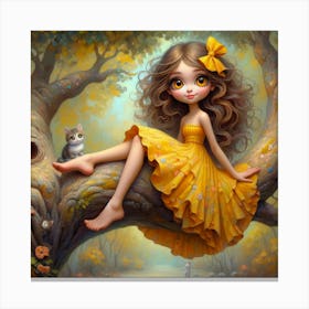 Little Girl In Yellow Dress 1 Canvas Print