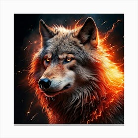 Firefly Majestic Wolf Surrounded By Fiery And Electric Sparks 35978 Canvas Print