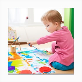 Little Girl Painting Canvas Print
