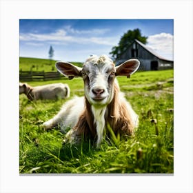 Pasture Rural Farm Goat Nature Farming Natural Countryside Animal Herd Agriculture Meadow (1) Canvas Print