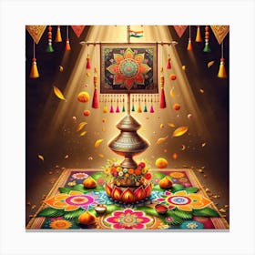 An Image Symbolizing The Maharashtrian New Year Celebration Of Gudi Padwa Canvas Print