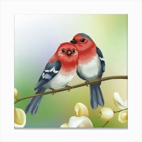 Two Birds On A Branch Canvas Print