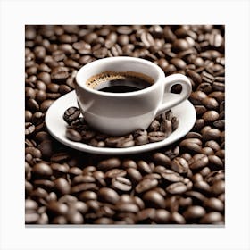 Coffee Cup On Coffee Beans 12 Canvas Print