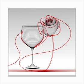Rose And Wine Glass Canvas Print