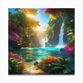 Waterfall In The Jungle 18 Canvas Print