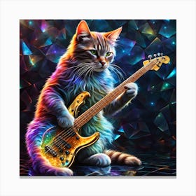 Cat Playing Bass Canvas Print