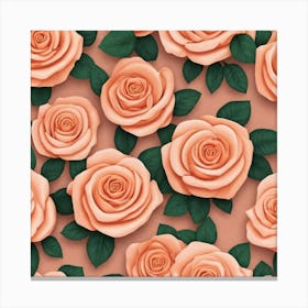 Peach Roses Seamless Pattern 3 Canvas Print