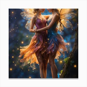 Fairy Couple In The Forest Canvas Print