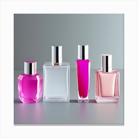 Perfume Bottles On A Gray Background Canvas Print
