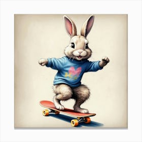 Bunny Skateboarding 5 Canvas Print