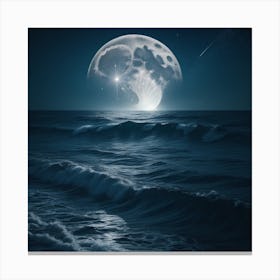 Full Moon Over The Ocean Canvas Print