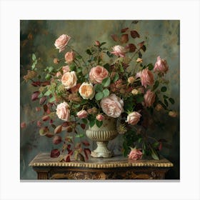 Roses In A Vase Canvas Print