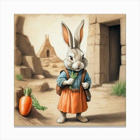 Rabbit With Carrot 9 Canvas Print