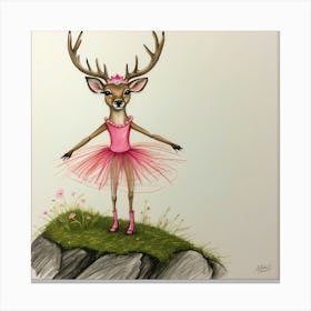 Deer In Pink Tutu Canvas Print