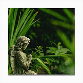 Angel Statue In The Garden Canvas Print