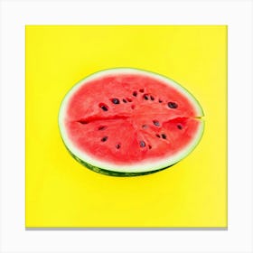 Watermelon On Yellow Background Canvas Print