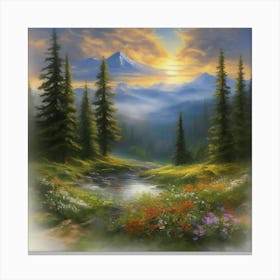 Peaceful Mountain Scene Canvas Print