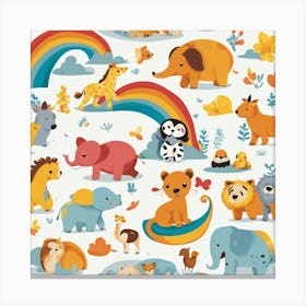 Playful Kids Animal Tshirt Design (11) Canvas Print