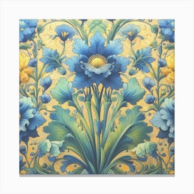 Blue And Yellow Flowers William Morris Canvas Print