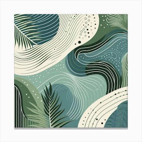 Scandinavian style, Green waves of palm leaf 1 Canvas Print