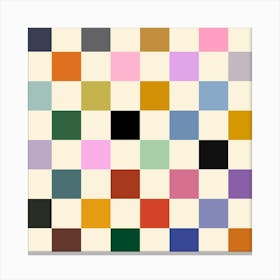 Multi Colour Squares Checkerboard 1 Canvas Print