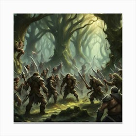 Dwarves In The Forest Canvas Print