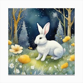 White Rabbit In The Woods Canvas Print