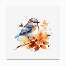 Bluebird Watercolor Painting Canvas Print