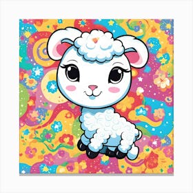 Cute Lamb On A Colorful Background Canvas Print