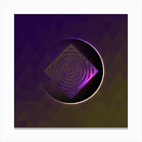 Geometric Neon Glyph on Jewel Tone Triangle Pattern 132 Canvas Print