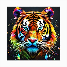 Colorful Tiger Diamond Glass Art Canvas Print